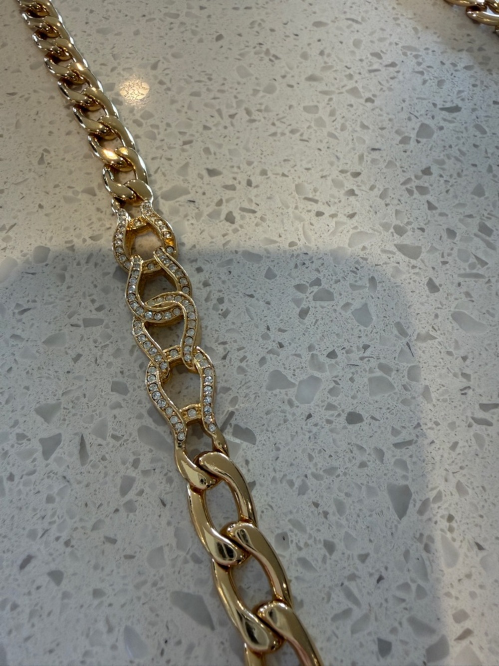 Vintage Christian Dior Gold Tone Chunky Chain Necklace w/ Crystal Links
